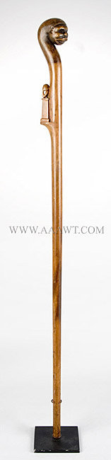 Antique Cane, Folk Art Carved, African American, entire view